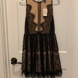 NWT Forever 21 flesh and black party dress